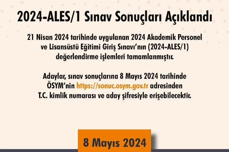 2024-ALES/1 Sonuçları Açıklandı